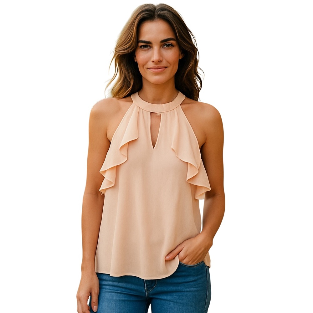 Candie's Cream Ruffle Tank Top